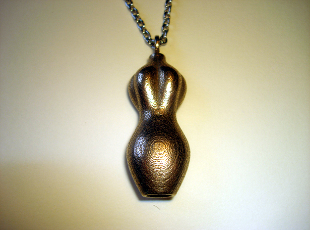 Woman Pendant in Polished Bronzed Silver Steel