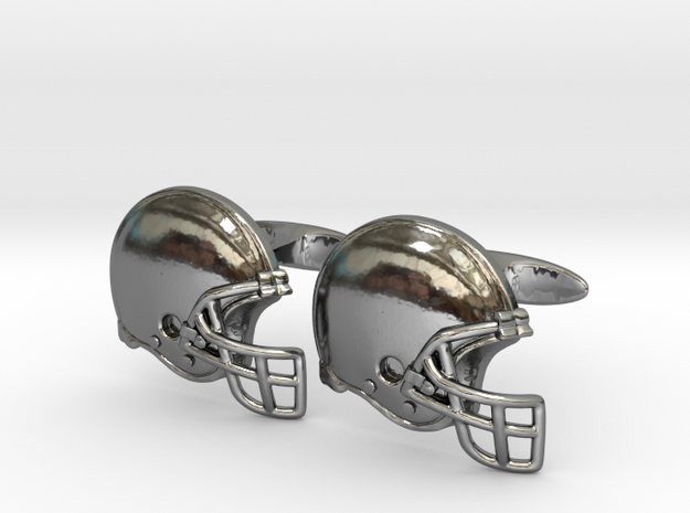 Cufflinks Football helmet  in Fine Detail Polished Silver