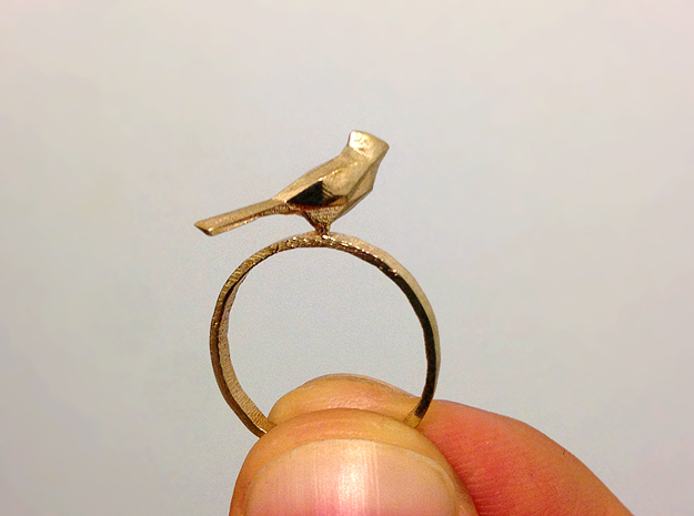 Poly Bird Ring 6 in Natural Brass