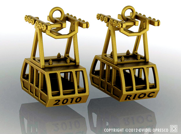  Roosevelt Island Tram Earrings  in Polished Gold Steel