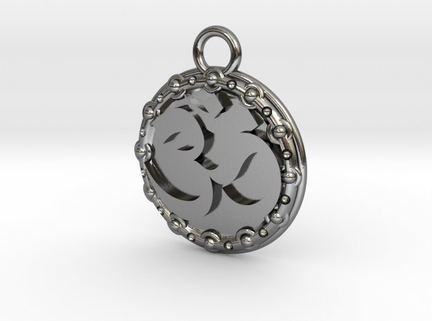 Om Pendant in Polished Silver