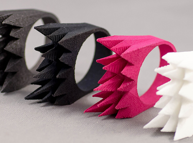 Spikes Ring Size 8 in Matte Black Steel