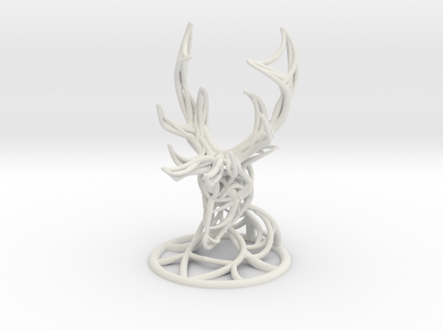 Deer Head With Stand  in White Natural Versatile Plastic