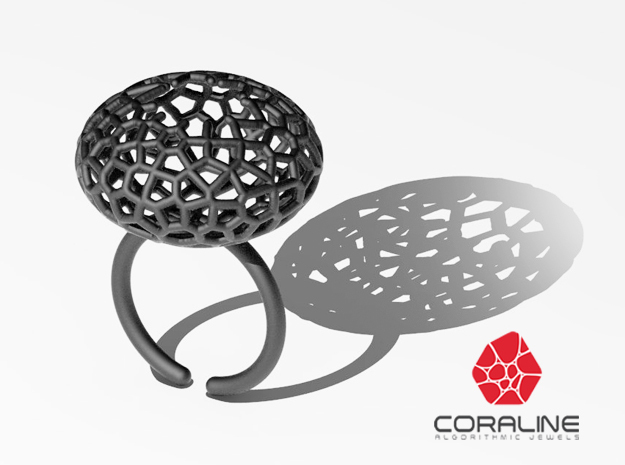 Star Coral Ring sz 6 in Black Natural Versatile Plastic