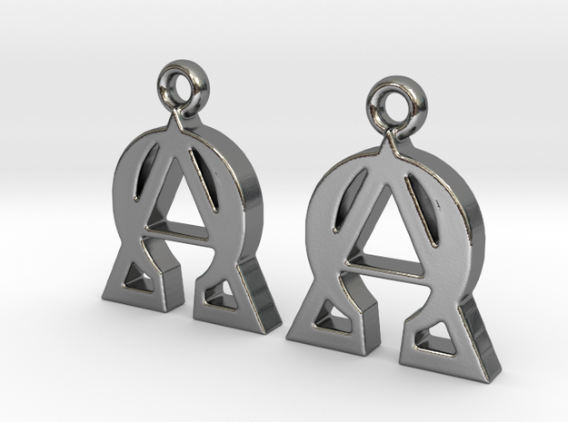 Alpha Omega Earrings in Polished Silver