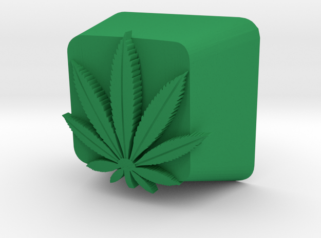 Marijuana Leaf Cherry MX Keycap in Green Processed Versatile Plastic