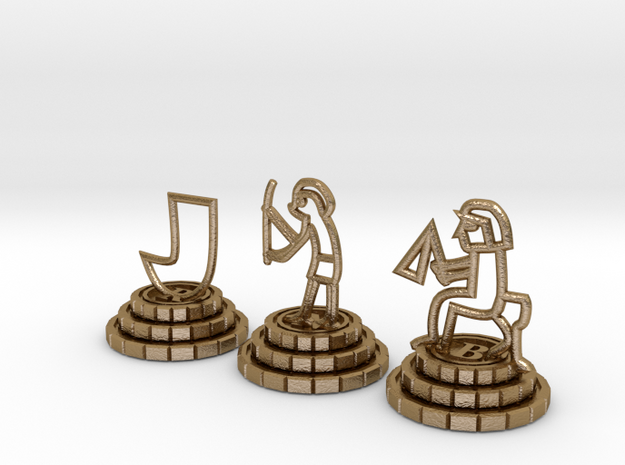 Chess set of Egypt(R,N,B) in Polished Gold Steel