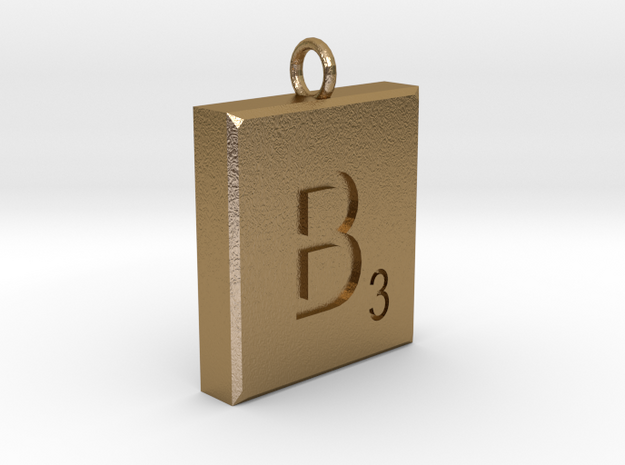 Scrabble Charm or Pendant B blank back Pendant in Polished Gold Steel