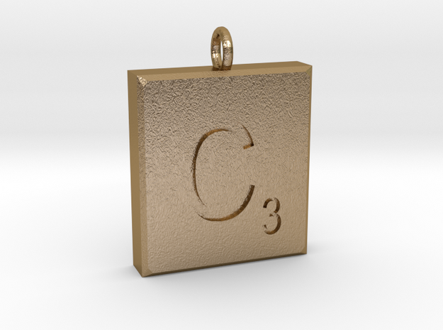 scrabble Charm or Pendant C blank  in Polished Gold Steel