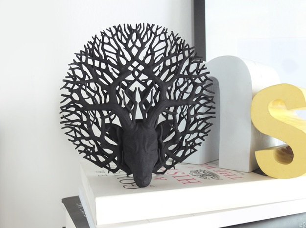 Tree deer stag wall decoration in Black Natural Versatile Plastic