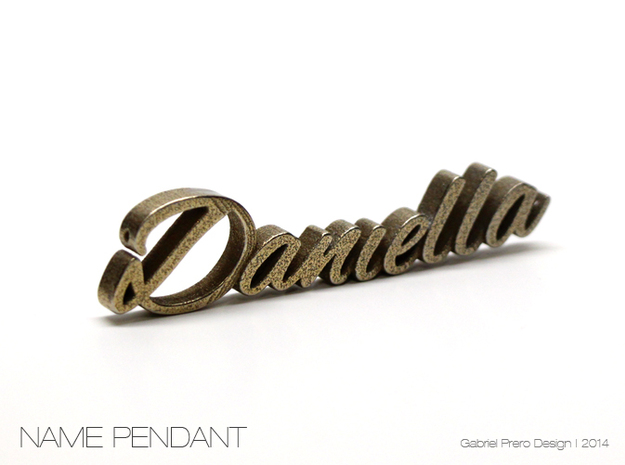Daniella Name Pendant in Polished Bronzed Silver Steel