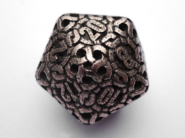 Ring d20 in Polished Bronzed Silver Steel