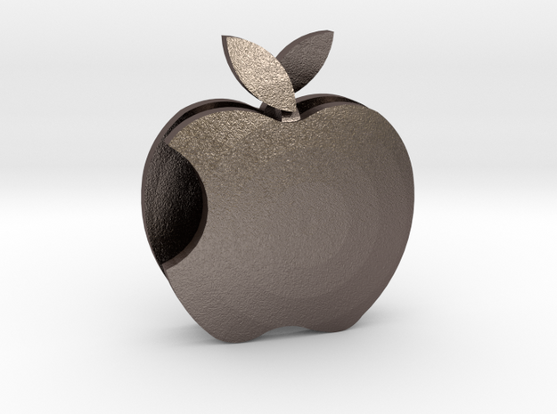 Apple pendant Love  in Polished Bronzed Silver Steel: Medium