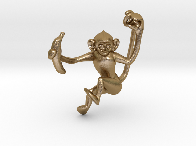 Lucky Monkey in Polished Gold Steel