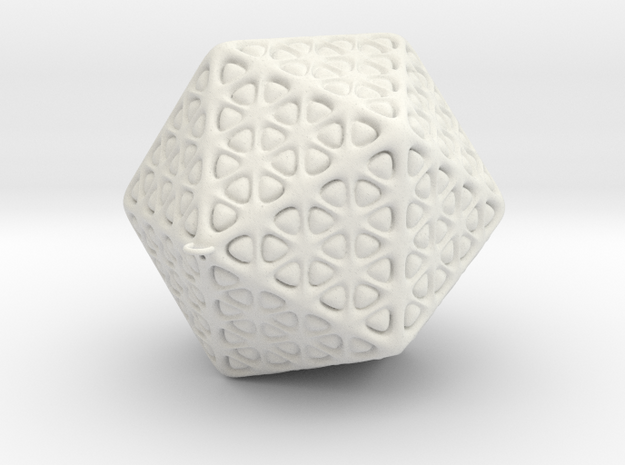 Icosahedron Christmas Tree Ornament in White Natural Versatile Plastic