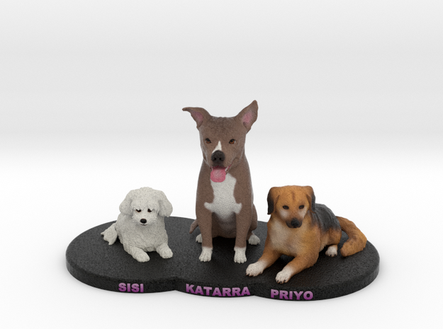 Custom Dog Figurine - Multiple Pets in Full Color Sandstone