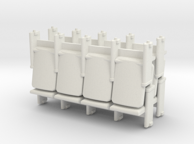 HO Scale 4 X 4 Theater Seats  in White Natural Versatile Plastic