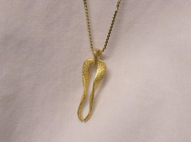 Pendant, Stylized 3 in Polished Gold Steel