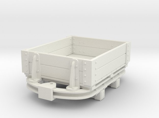 1:35 or Gn15 small skip based lowside wagon in White Natural Versatile Plastic