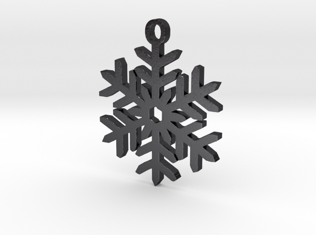 Snowflake Pendant Necklace in Polished and Bronzed Black Steel