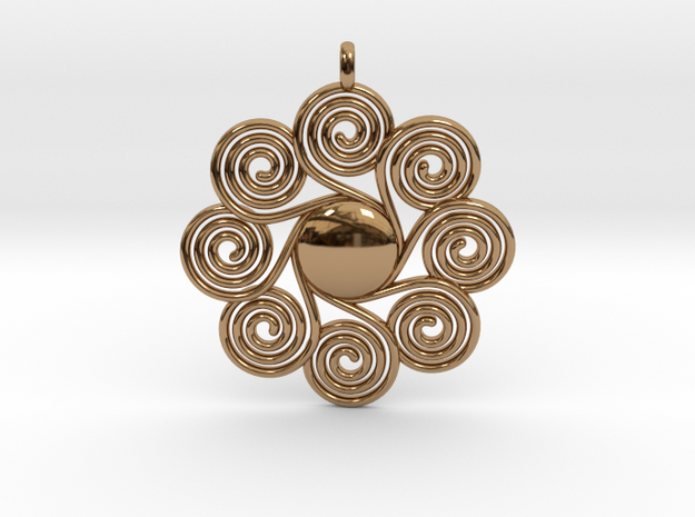 SPIRAL SUN Designer Jewelry Pendant in Polished Brass