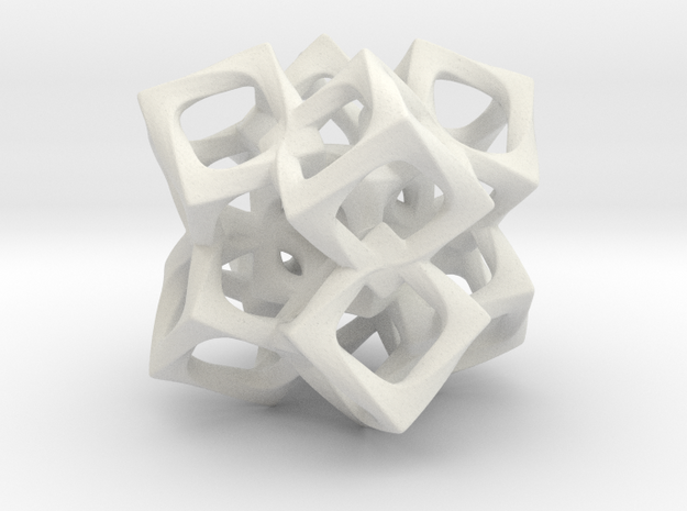 Fused Cubes 2 Smaller in White Natural Versatile Plastic