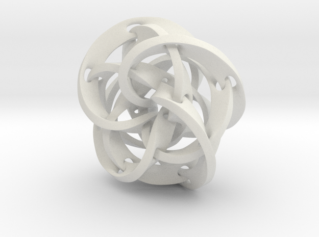 Knotted Torus Strips fused Together in White Natural Versatile Plastic