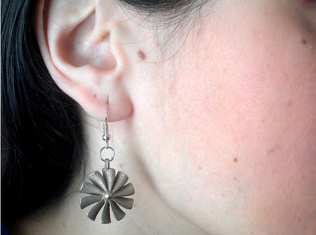 Turbine earrings in Polished Bronzed Silver Steel