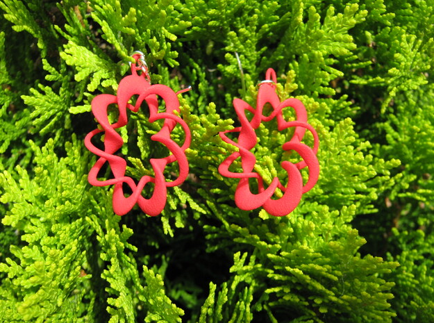 Coil Variation 1 Earrings in Red Processed Versatile Plastic