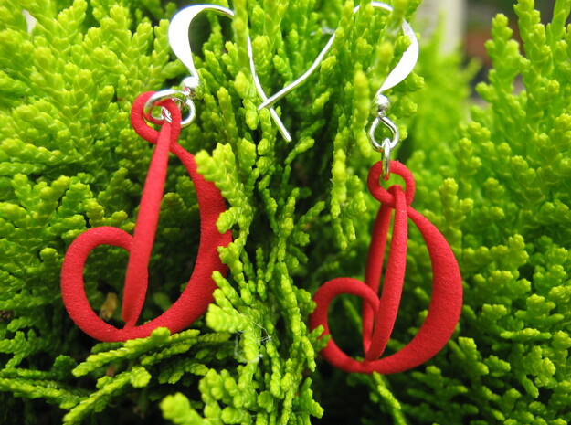 Three-Loop Earrings in Red Processed Versatile Plastic