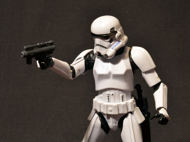 PRHI Star Wars Black Imperial Pistol 6" in White Processed Versatile Plastic