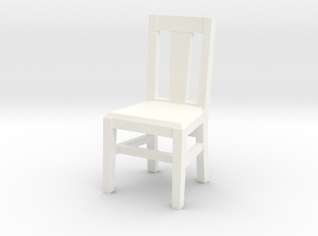 Miniature 1:48 Kitchen Chair in White Processed Versatile Plastic