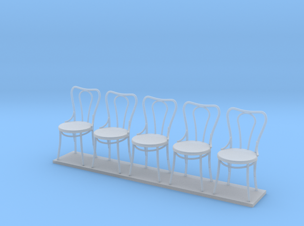 Miniature 1:24 Bentwood Camel Back Chairs (5) in Smooth Fine Detail Plastic