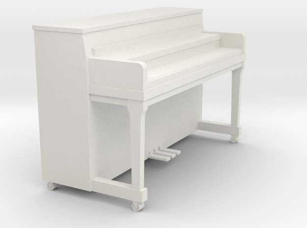 Miniature 1:24 Upright Piano Low in White Natural Versatile Plastic