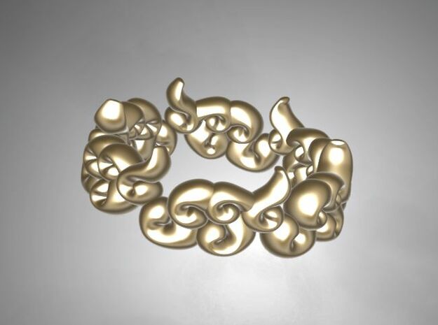 Six Clouds size:5 in Polished Gold Steel