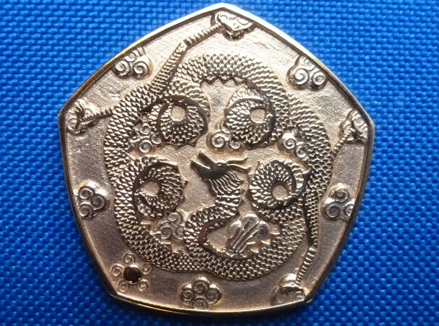Polished Dragon Coin in Polished Bronze
