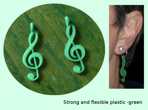 TrebleClefExtraSmall in Green Processed Versatile Plastic