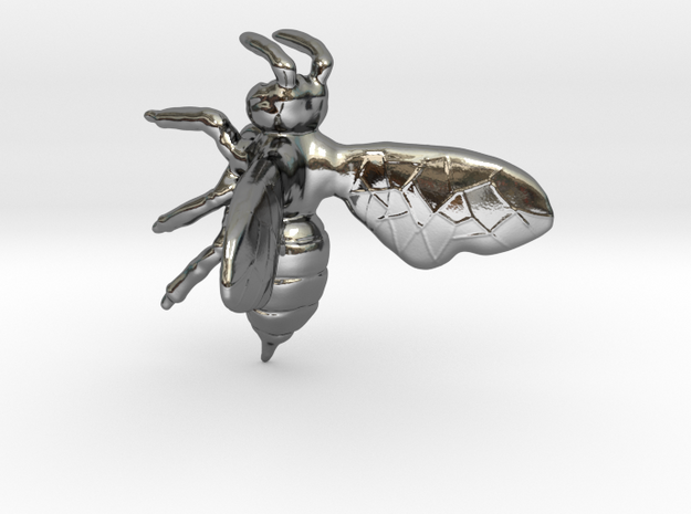 Bee in Fine Detail Polished Silver