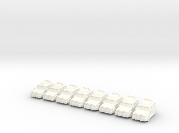 4x4 cars (8 pcs) in White Processed Versatile Plastic