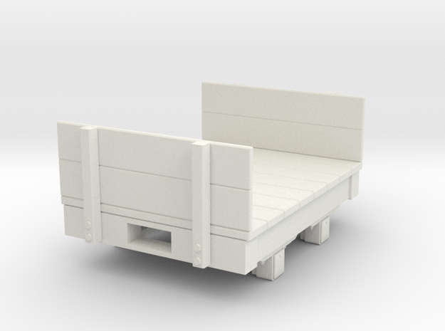 Gn15 small 4ft Flat wagon with ends  in White Natural Versatile Plastic
