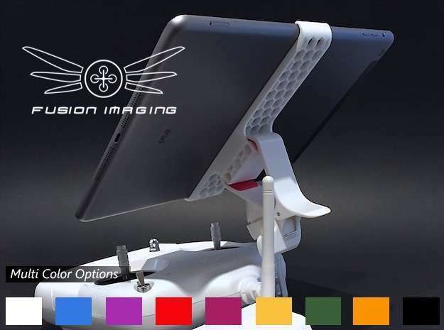 iPad Air Remote Mount for DJI Phantom in White Natural Versatile Plastic