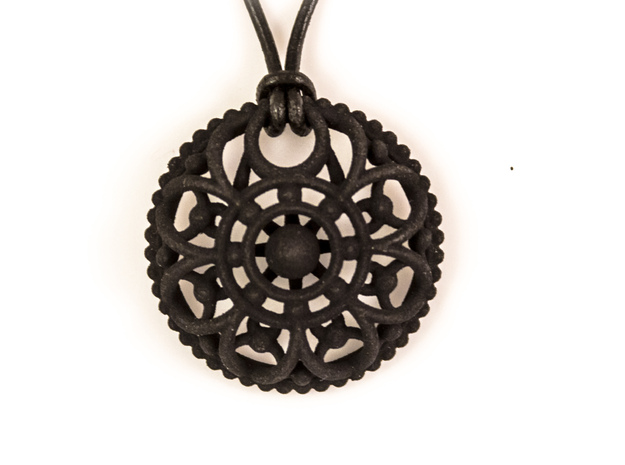 Mandala Pendant 3 in Black Natural Versatile Plastic