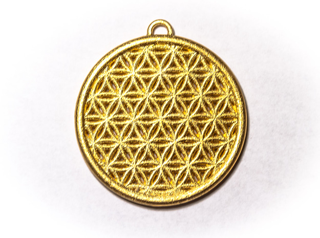 Flower Of Life Pendant  in Polished Gold Steel