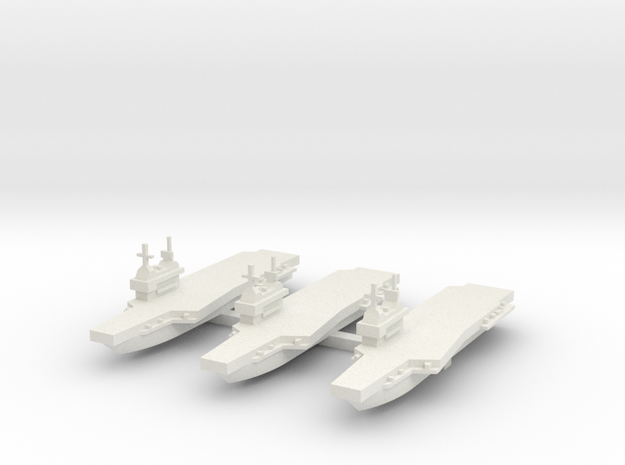 Generic aircraft carrier with angled deck x 3 in White Natural Versatile Plastic