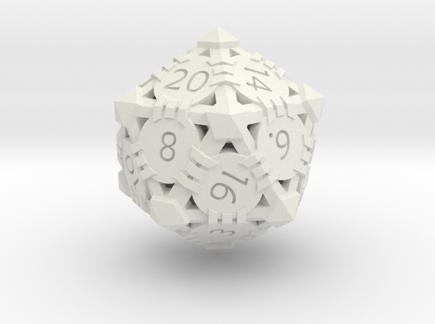 D20 - Andrew Bell 3d - Geometric Design 1 in White Natural Versatile Plastic