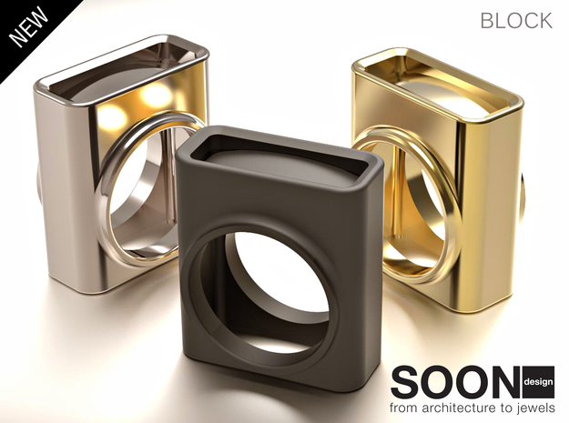 BLOCK RING - SIZE 7 in Polished Silver