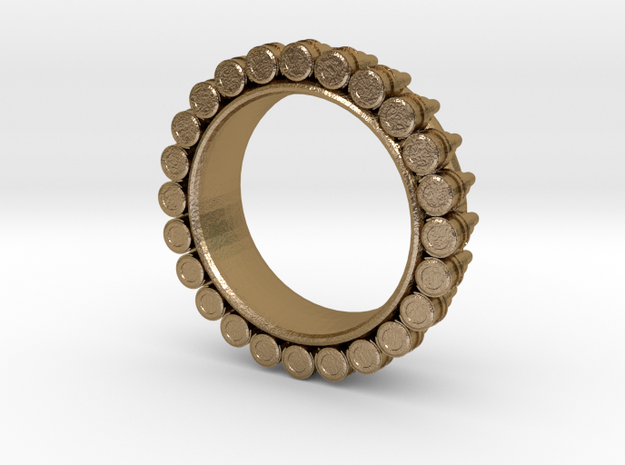 Bullet ring(size = USA 5.5) in Polished Gold Steel