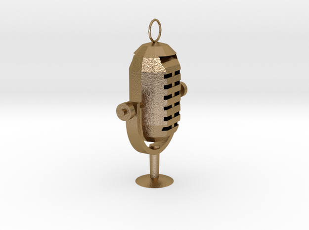 Microphone  Necklace in Polished Gold Steel