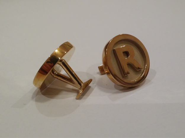 Registered Trademark Logo Cuff Links in Polished Brass