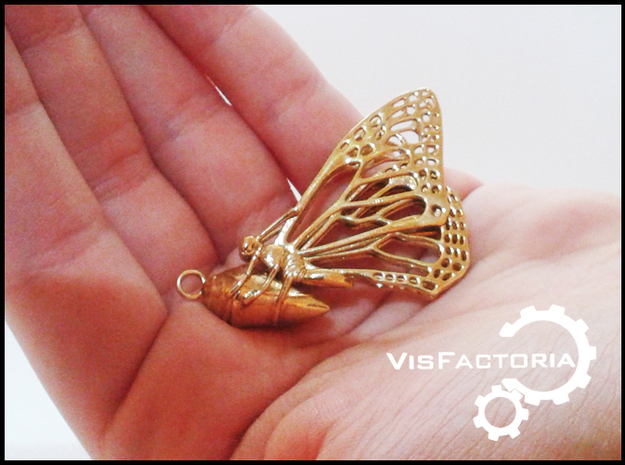 Butterfly Cocoon pendant in Polished Brass